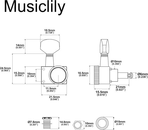 Musiclily Guitar Tuning Keys Zinc Alloy 18:1 Gear-1