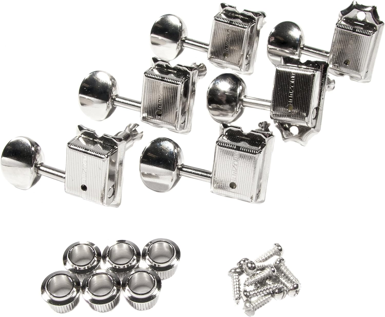 Installing Fender Vintage Tuning Machines for Stratocaster on a wooden workbench