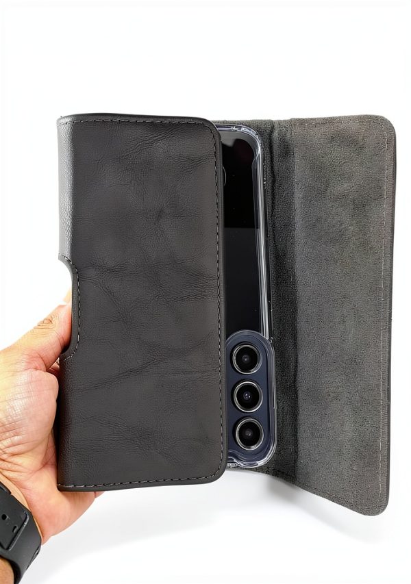 Wireless City Black Leather Phone Holster for iPhone-4