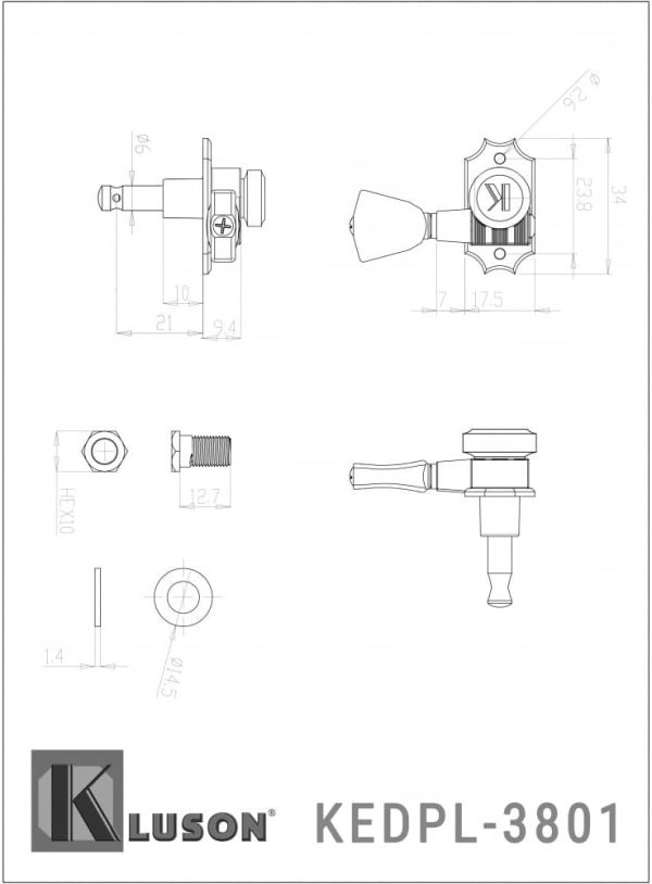 Electric Guitar Tuning Keys Nickel Set of 6-3