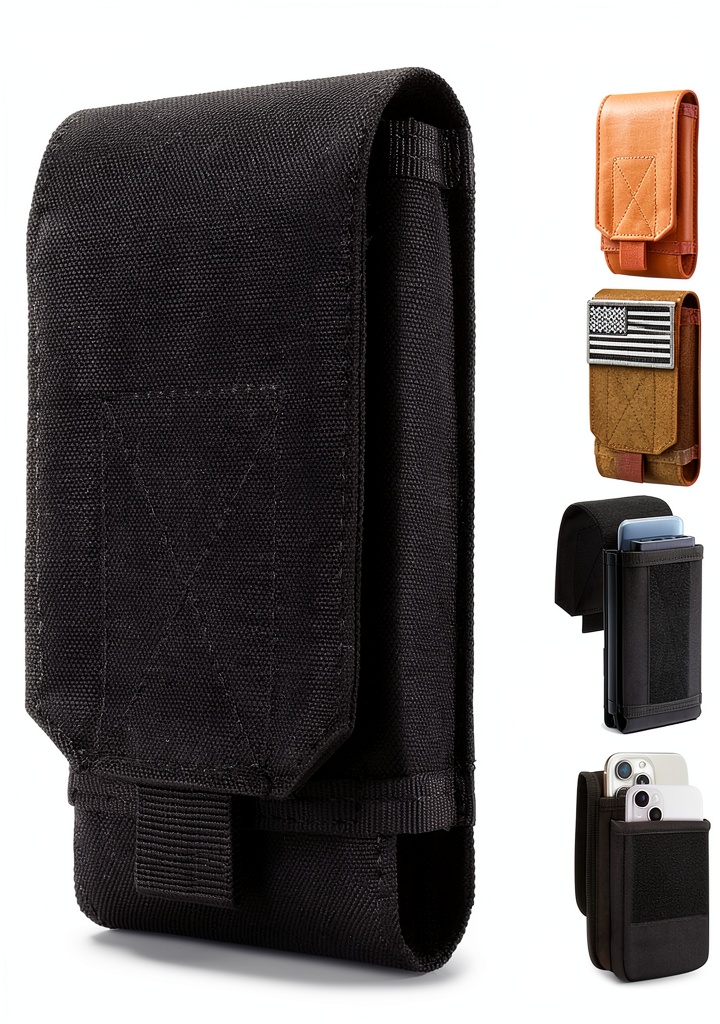 Urvoix tactical phone holster attached to a MOLLE vest in a field setting