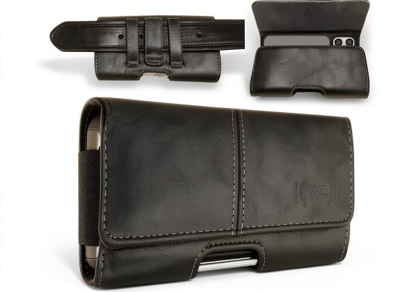 Wireless City Black Leather Phone Holster for iPhone-0