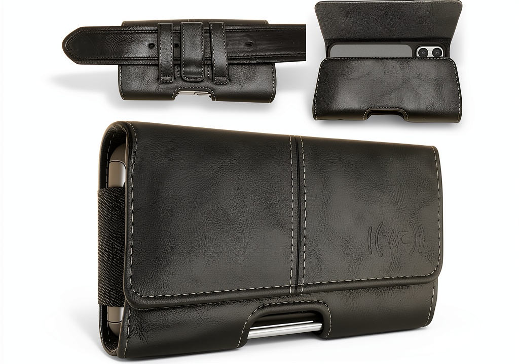Wireless City Black Leather Phone Holster for iPhone