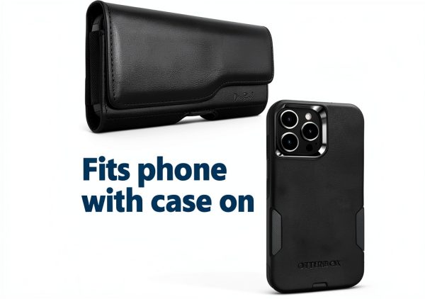 DeBin Black Leather Cell Phone Holster-2