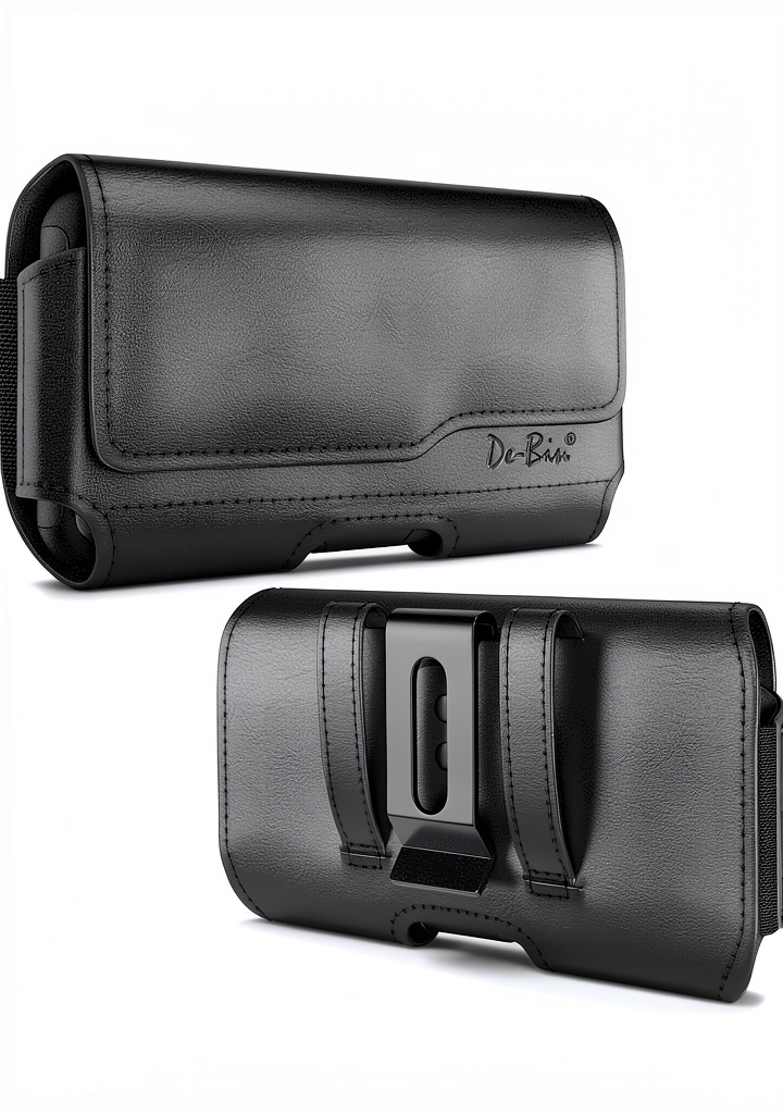 DeBin holster attached to a belt during a hike