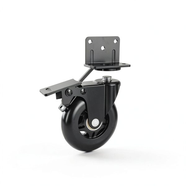 Side Mount Plate Caster Wheels Apllamo L-Shaped Black 3-Inch-2