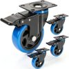 4 Inch Caster Wheels Set of 4 Heavy Duty Plate Casters with Brake-0