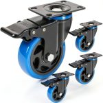 4 Inch Caster Wheels Set of 4 Heavy Duty Plate Casters with Brake-0