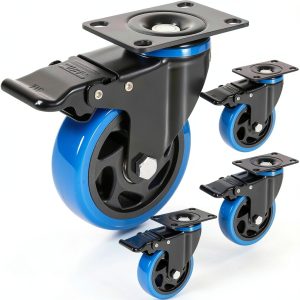 4 Inch Caster Wheels Set of 4 Heavy Duty Plate Casters with Brake-0