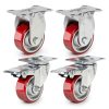 3 Inch Heavy Duty Casters, Swivel Caster Wheels with Brake, Polyurethane on Steel Wheel- Casters Set of 4 with 1400 lb Capacity, Caster Wheels for Furniture Workbench Cart (2 Brake & 2 Rigid)-0