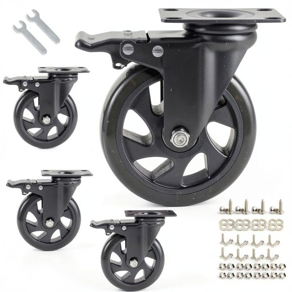 5 Inch Caster Wheels YeMI Heavy Duty Swivel Casters with Dual Brake-0