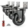 Side Mount Plate Caster Wheels Apllamo L-Shaped Black 3-Inch-0