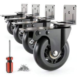 Side Mount Plate Caster Wheels Apllamo L-Shaped Black 3-Inch-0