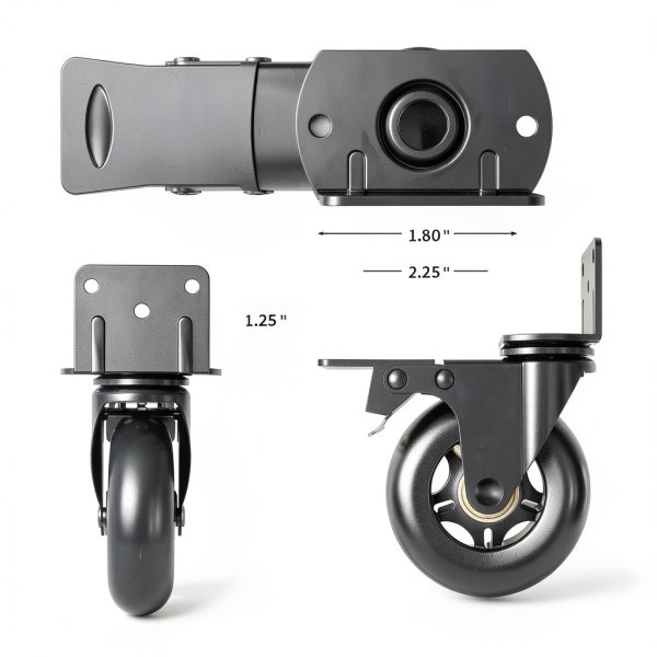 Side Mount Plate Caster Wheels Apllamo L-Shaped Black 3-Inch-1