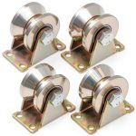 Skelang 2" V-Groove Wheel, Sliding Gate Casters, Heavy Duty Rigid Roller for Inverted V-Track, Rolling Gate, Industrial Machines Rail, Total Load Capacity 2500 Lbs, Pack of 4-0