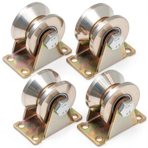 Skelang 2" V-Groove Wheel, Sliding Gate Casters, Heavy Duty Rigid Roller for Inverted V-Track, Rolling Gate, Industrial Machines Rail, Total Load Capacity 2500 Lbs, Pack of 4-0