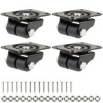 Finnhomy 1 Inch Caster Wheels Set of 4 Profile Swivel Casters Black-0