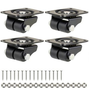 Finnhomy 1 Inch Caster Wheels Set of 4 Profile Swivel Casters Black-0