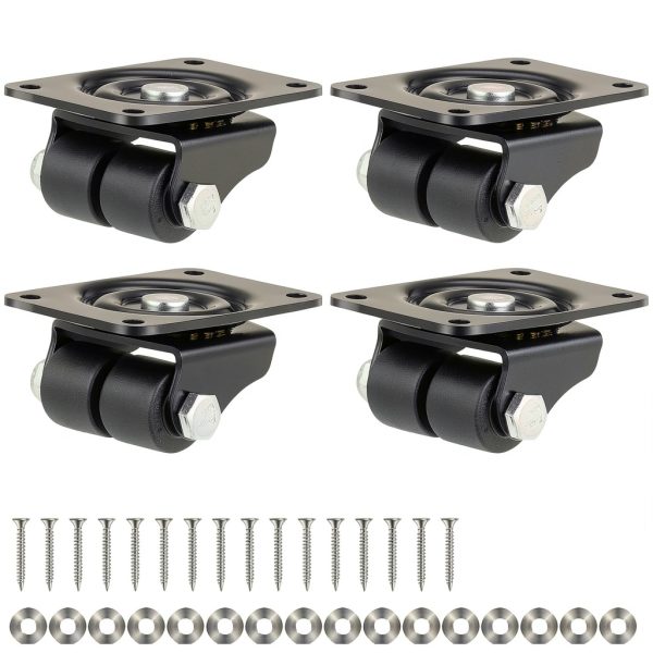 Finnhomy 1 Inch Caster Wheels Set of 4 Profile Swivel Casters Black-0