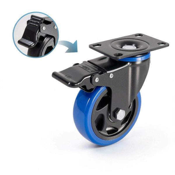 4 Inch Caster Wheels Set of 4 Heavy Duty Plate Casters with Brake-1