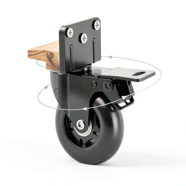 Side Mount Plate Caster Wheels Apllamo L-Shaped Black 3-Inch-5