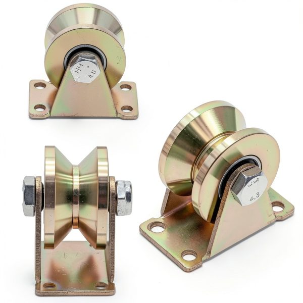 Skelang 2" V-Groove Wheel, Sliding Gate Casters, Heavy Duty Rigid Roller for Inverted V-Track, Rolling Gate, Industrial Machines Rail, Total Load Capacity 2500 Lbs, Pack of 4-2