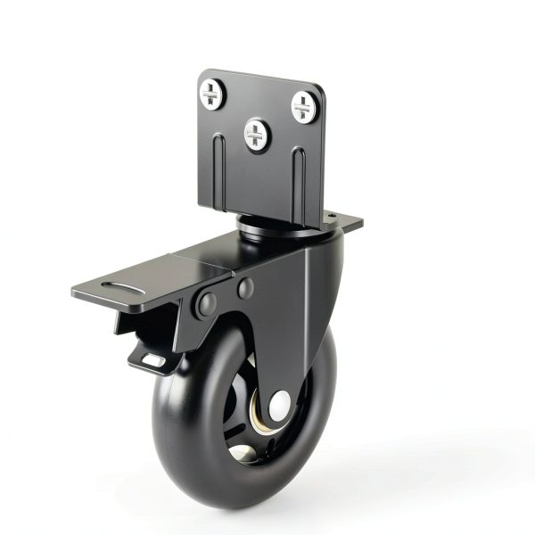 Side Mount Plate Caster Wheels Apllamo L-Shaped Black 3-Inch-4