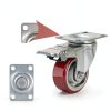 3 Inch Heavy Duty Casters, Swivel Caster Wheels with Brake, Polyurethane on Steel Wheel- Casters Set of 4 with 1400 lb Capacity, Caster Wheels for Furniture Workbench Cart (2 Brake & 2 Rigid)-1