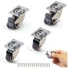 Small Caster Wheels 1 Inch, Low Profile 360 Degree Swivel Casters Set of 4, Little Rubber Base Rolling Plate Caster Wheels for Small Furniture(2 with Brakes & 2 Without),No Noise-0