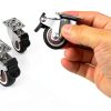 Small Caster Wheels 1 Inch, Low Profile 360 Degree Swivel Casters Set of 4, Little Rubber Base Rolling Plate Caster Wheels for Small Furniture(2 with Brakes & 2 Without),No Noise-1