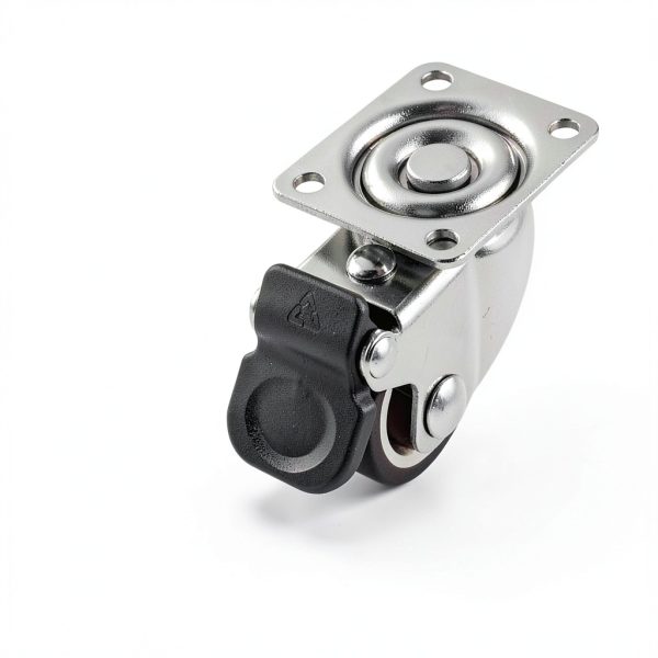 Small Caster Wheels 1 Inch, Low Profile 360 Degree Swivel Casters Set of 4, Little Rubber Base Rolling Plate Caster Wheels for Small Furniture(2 with Brakes & 2 Without),No Noise-4